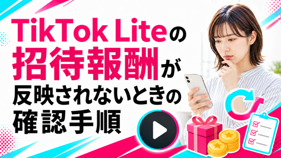 TikTok Liteの招待報酬が反映されないときの確認手順